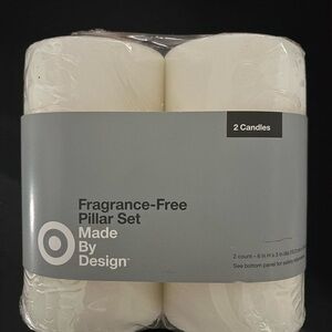 (NWT) Made By Design Fragrance-Free White Pillar Candle Set